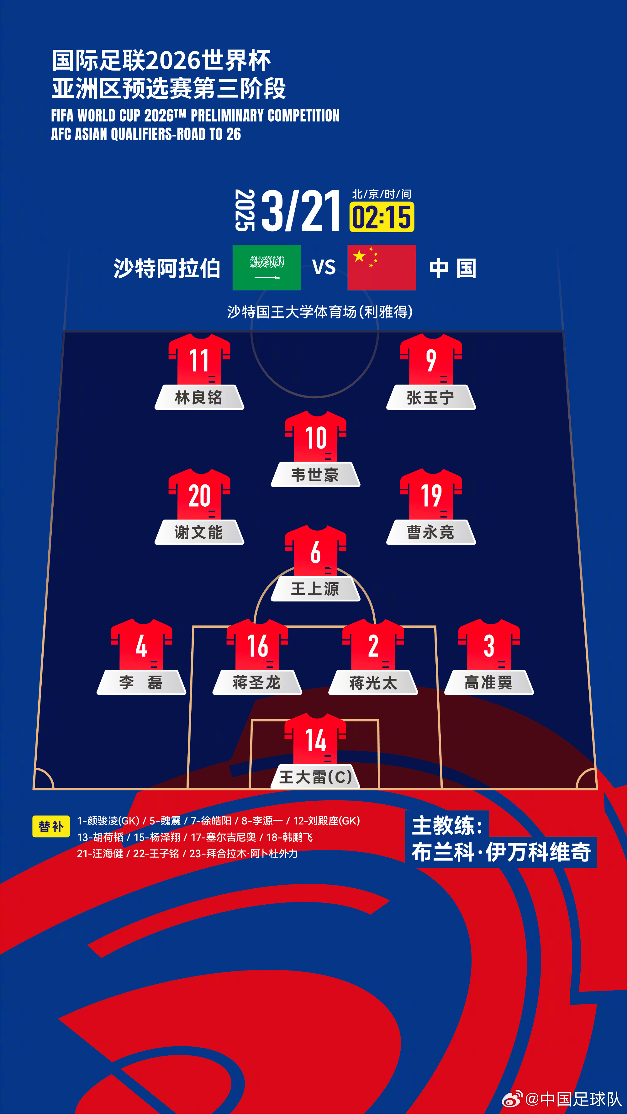 国足客场1-0告负沙特红牌成转折点小组垫底仍存